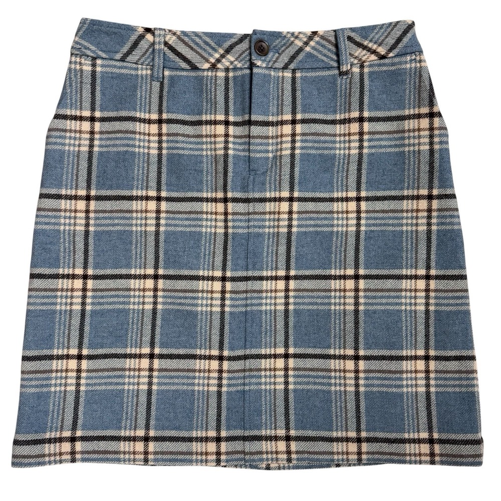 Eddie Bauer Mini‎ Skirt 8 Plaid Wool Blue Lined Preppy Academia School Girl Punk
